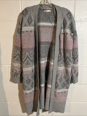 So Open Front Southwest Print Cardigan - Large